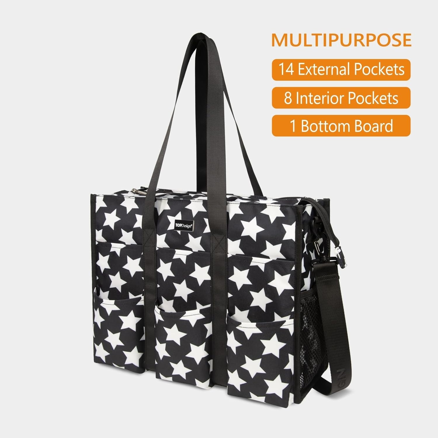image:imageTOPDesign Utility Water Resistant Tote Bag with 22 Pockets Top Zipper Closure amp Thick Bottom Support for Working WomenPentagram