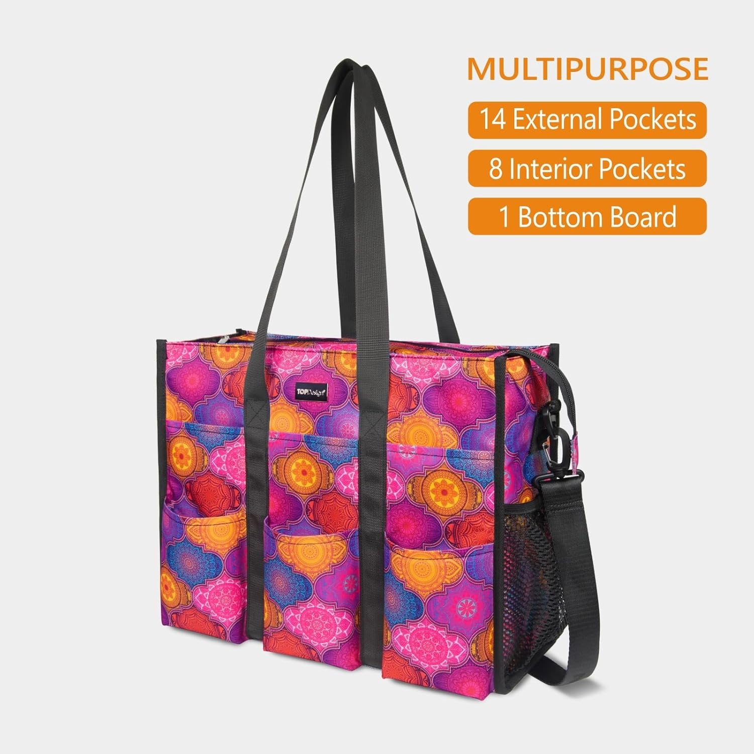 image:imageTOPDesign Utility Water Resistant Tote Bag with 22 Pockets Top Zipper Closure amp Thick Bottom Support for Working WomenYoga Totem