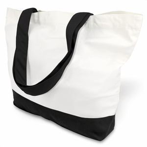 image:imageTOPDesign 1  3  6  12  24 Pack Super Strong Large 12oz Cotton Canvas Tote Bag Reusable Grocery Shopping Cloth Bag Fashionable TwoTone Tote for Crafts DIY Your Creative Designs Pack of 1BlackWhite