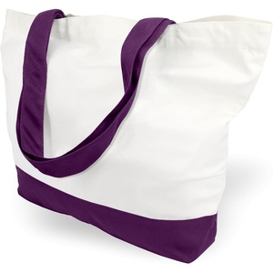 image:imageTOPDesign 1  3  6  12  24 Pack Super Strong Large 12oz Cotton Canvas Tote Bag Reusable Grocery Shopping Cloth Bag Fashionable TwoTone Tote for Crafts DIY Your Creative Designs Pack of 1PurpleWhite