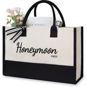 image:imageTOPDesign Canvas Tote Bag Bridal Shower Gifts for Bride Wedding Bachelorette Bride Gifts Shoulder BagHoneymoon Vibes