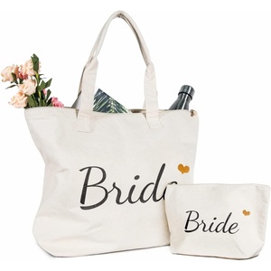 image:imageTOPDesign Canvas Tote Bag with Zipper Bridal Shower Gifts for Bride Wedding Bachelorette Bride Present