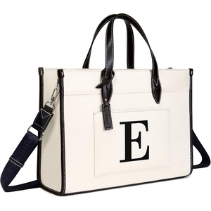 image:imageTOPDesign Initial 156 Laptop Tote Bag for Women Personalized Canvas Work Purse Business Briefcase amp Office HandbagE