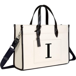 image:imageTOPDesign Initial 156 Laptop Tote Bag for Women Personalized Canvas Work Purse Business Briefcase amp Office HandbagI