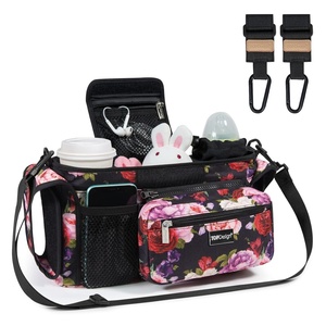 image:imageTOPDesign Universal Baby Stroller Organizer Stroller Caddy with Detachable Mesh Bag amp Heightened Insulated Cup Holders amp NonSlip Secure Hooks Accessories Fits Most Strollers BlackRanunculus