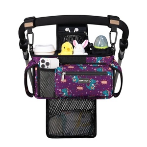 image:imageTOPDesign Universal Baby Stroller Organizer Stroller Caddy with Detachable Mesh Bag amp Heightened Insulated Cup Holders amp NonSlip Secure Hooks Accessories Fits Most Strollers BlackMusic Crocodiles