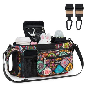 image:imageTOPDesign Universal Baby Stroller Organizer Stroller Caddy with Detachable Mesh Bag amp Heightened Insulated Cup Holders amp NonSlip Secure Hooks Accessories Fits Most Strollers BlackYoga