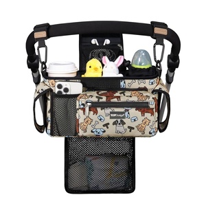 image:imageTOPDesign Universal Baby Stroller Organizer Stroller Caddy with Detachable Mesh Bag amp Heightened Insulated Cup Holders amp NonSlip Secure Hooks Accessories Fits Most Strollers BlackDogs