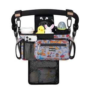 image:imageTOPDesign Universal Baby Stroller Organizer Stroller Caddy with Detachable Mesh Bag amp Heightened Insulated Cup Holders amp NonSlip Secure Hooks Accessories Fits Most Strollers BlackConstruction Trucks