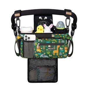 image:imageTOPDesign Universal Baby Stroller Organizer Stroller Caddy with Detachable Mesh Bag amp Heightened Insulated Cup Holders amp NonSlip Secure Hooks Accessories Fits Most Strollers BlackZoo 2