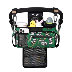 image:imageTOPDesign Universal Baby Stroller Organizer Stroller Caddy with Detachable Mesh Bag amp Heightened Insulated Cup Holders amp NonSlip Secure Hooks Accessories Fits Most Strollers BlackPandas