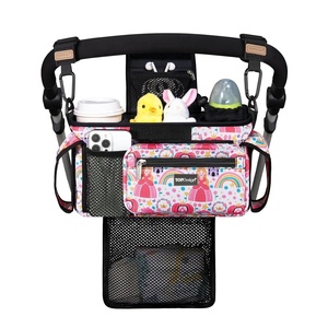 image:imageTOPDesign Universal Baby Stroller Organizer Stroller Caddy with Detachable Mesh Bag amp Heightened Insulated Cup Holders amp NonSlip Secure Hooks Accessories Fits Most Strollers BlackPumpkin Princess