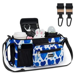 image:imageTOPDesign Universal Baby Stroller Organizer Stroller Caddy with Detachable Mesh Bag amp Heightened Insulated Cup Holders amp NonSlip Secure Hooks Accessories Fits Most Strollers BlackLove