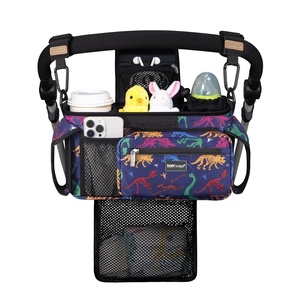 image:imageTOPDesign Universal Baby Stroller Organizer Stroller Caddy with Detachable Mesh Bag amp Heightened Insulated Cup Holders amp NonSlip Secure Hooks Accessories Fits Most Strollers BlackDino Fossils