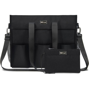 image:imageTOPDesign Utility Water Resistant Tote Bag with 22 Pockets Top Zipper Closure amp Thick Bottom Support for Working WomenBlack