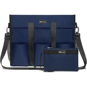 image:imageTOPDesign Utility Water Resistant Tote Bag with 22 Pockets Top Zipper Closure amp Thick Bottom Support for Working WomenBlue