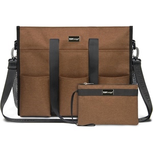 image:imageTOPDesign Utility Water Resistant Tote Bag with 22 Pockets Top Zipper Closure amp Thick Bottom Support for Working WomenBrown