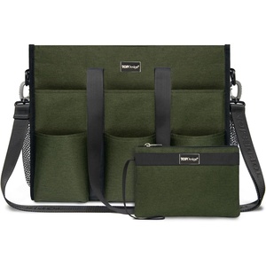 image:imageTOPDesign Utility Water Resistant Tote Bag with 22 Pockets Top Zipper Closure amp Thick Bottom Support for Working WomenGreen
