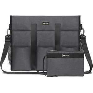 image:imageTOPDesign Utility Water Resistant Tote Bag with 22 Pockets Top Zipper Closure amp Thick Bottom Support for Working WomenGrey