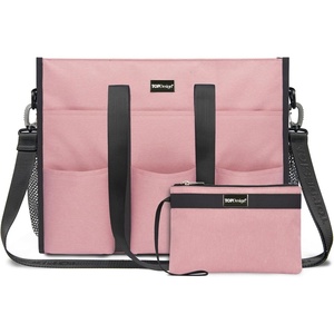 image:imageTOPDesign Utility Water Resistant Tote Bag with 22 Pockets Top Zipper Closure amp Thick Bottom Support for Working WomenPink