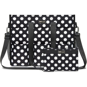 image:imageTOPDesign Utility Water Resistant Tote Bag with 22 Pockets Top Zipper Closure amp Thick Bottom Support for Working WomenPolka Dots
