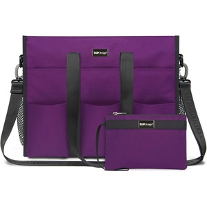 image:imageTOPDesign Utility Water Resistant Tote Bag with 22 Pockets Top Zipper Closure amp Thick Bottom Support for Working WomenPurple